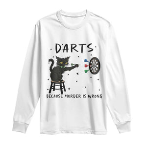 Funny Grumpy Cat Darts Long Sleeve Shirt Because Murder Is Wrong TS12 White Print Your Wear