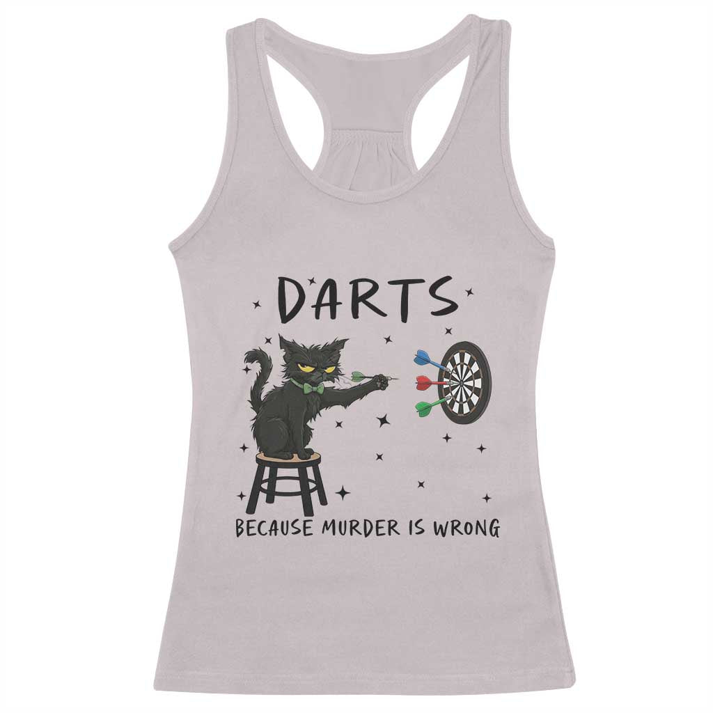 Funny Grumpy Cat Darts Racerback Tank Top Because Murder Is Wrong TS12 Ice Gray Print Your Wear