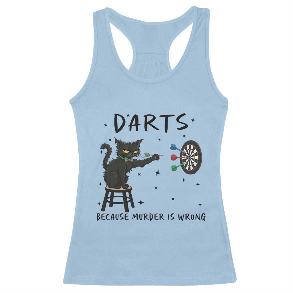 Funny Grumpy Cat Darts Racerback Tank Top Because Murder Is Wrong TS12 Light Blue Print Your Wear