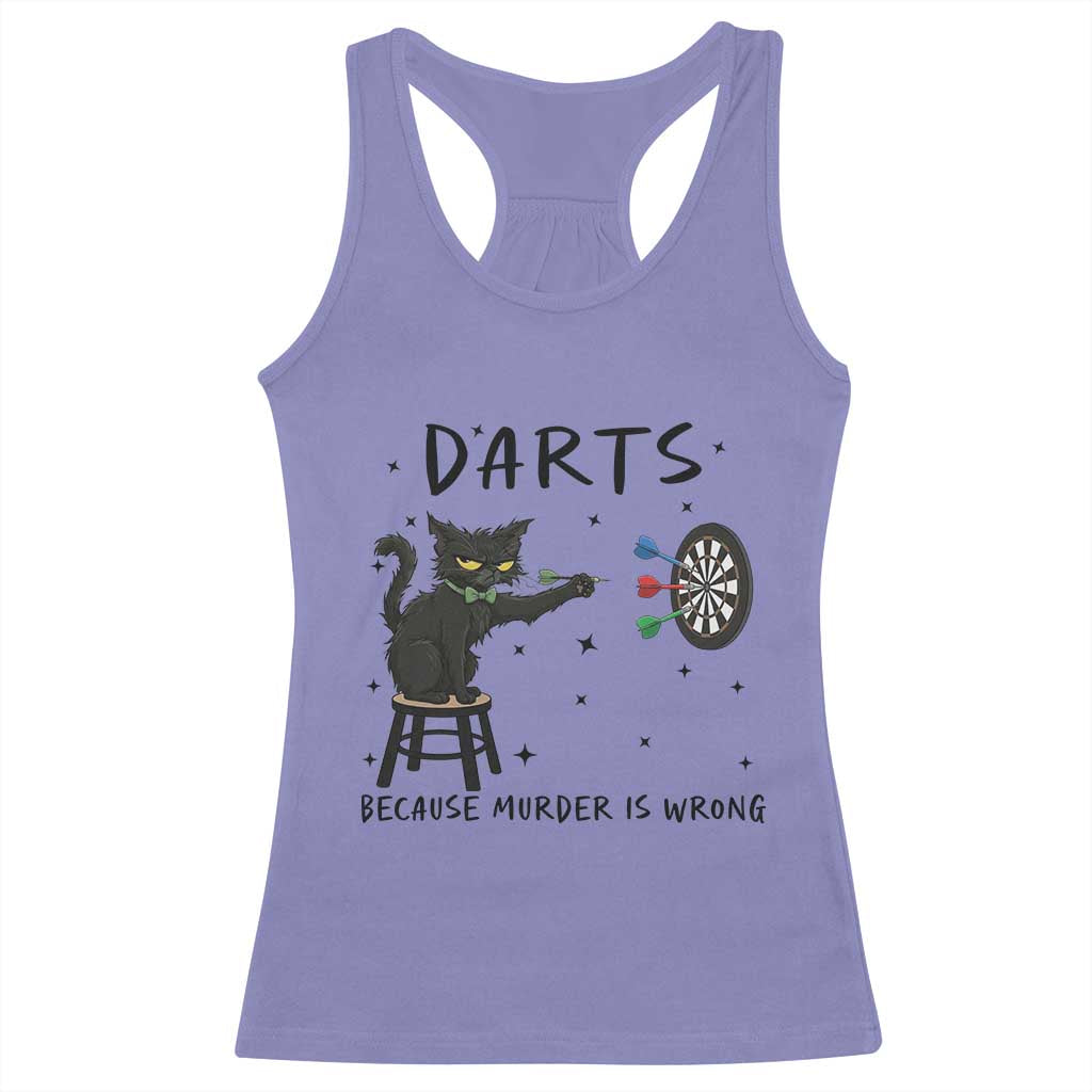 Funny Grumpy Cat Darts Racerback Tank Top Because Murder Is Wrong TS12 Violet Print Your Wear