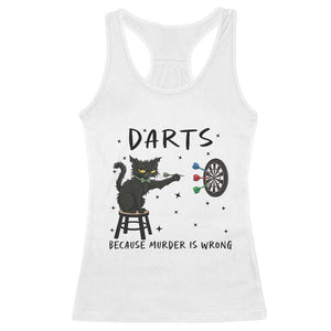 Funny Grumpy Cat Darts Racerback Tank Top Because Murder Is Wrong TS12 White Print Your Wear