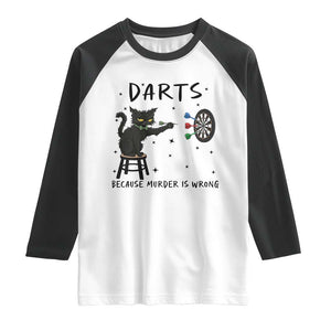 Funny Grumpy Cat Darts Raglan Shirt Because Murder Is Wrong TS12 White Black Print Your Wear