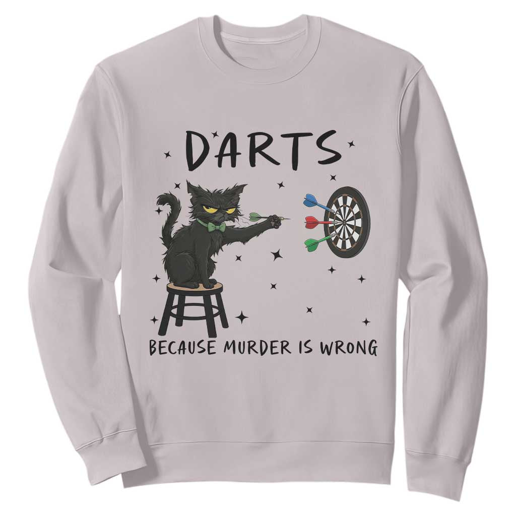 Funny Grumpy Cat Darts Sweatshirt Because Murder Is Wrong TS12 Ice Gray Print Your Wear