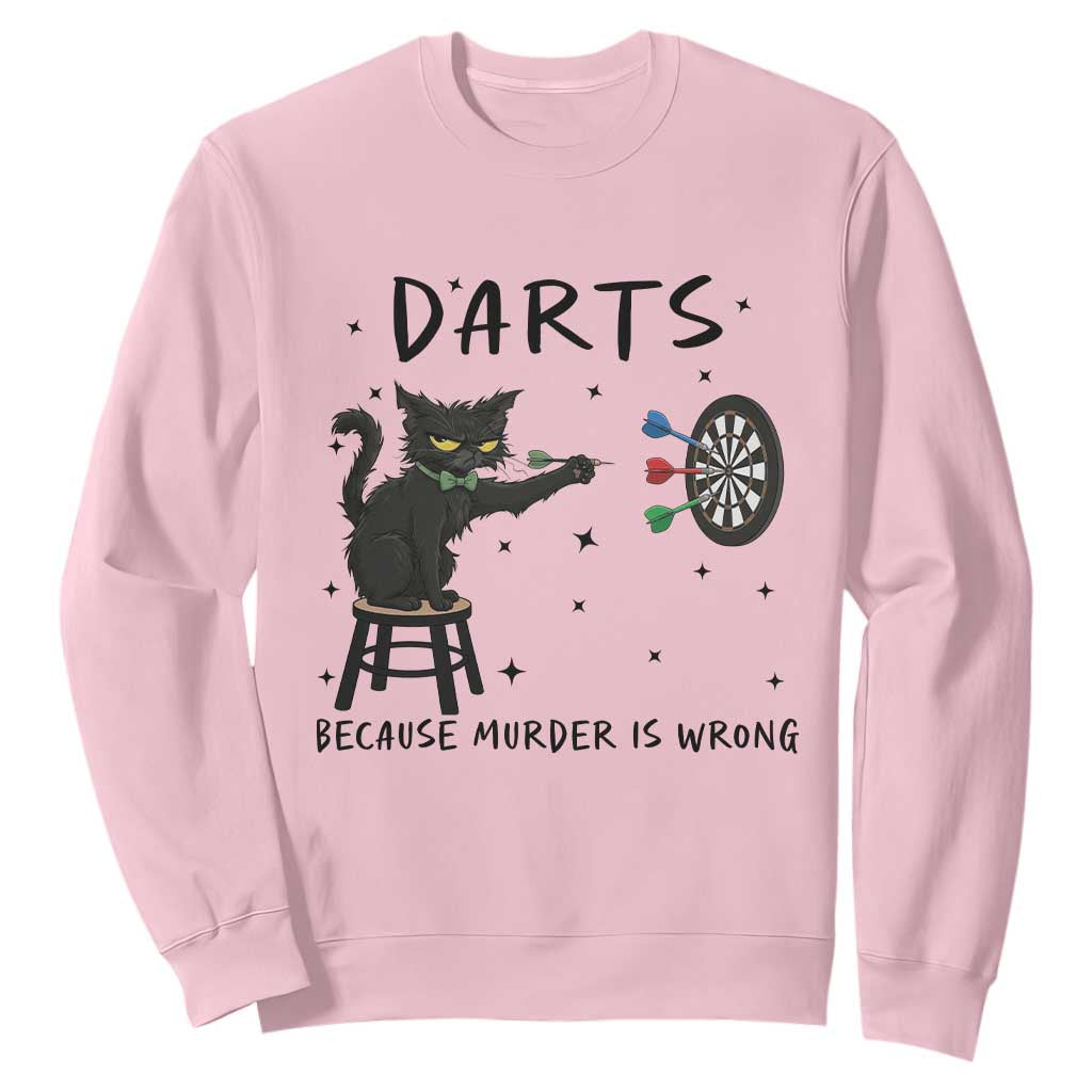 Funny Grumpy Cat Darts Sweatshirt Because Murder Is Wrong TS12 Light Pink Print Your Wear