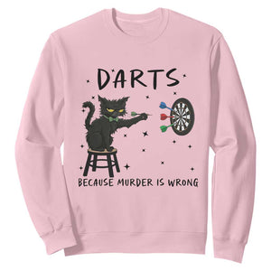 Funny Grumpy Cat Darts Sweatshirt Because Murder Is Wrong TS12 Light Pink Print Your Wear