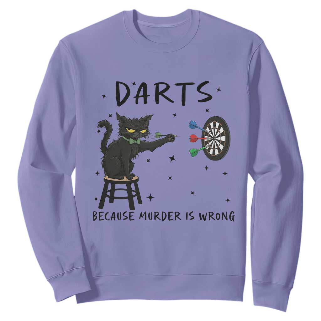 Funny Grumpy Cat Darts Sweatshirt Because Murder Is Wrong TS12 Violet Print Your Wear