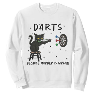 Funny Grumpy Cat Darts Sweatshirt Because Murder Is Wrong TS12 White Print Your Wear