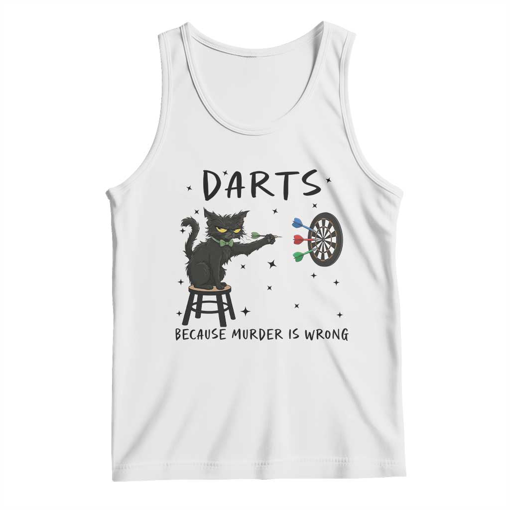Funny Grumpy Cat Darts Tank Top Because Murder Is Wrong TS12 White Print Your Wear