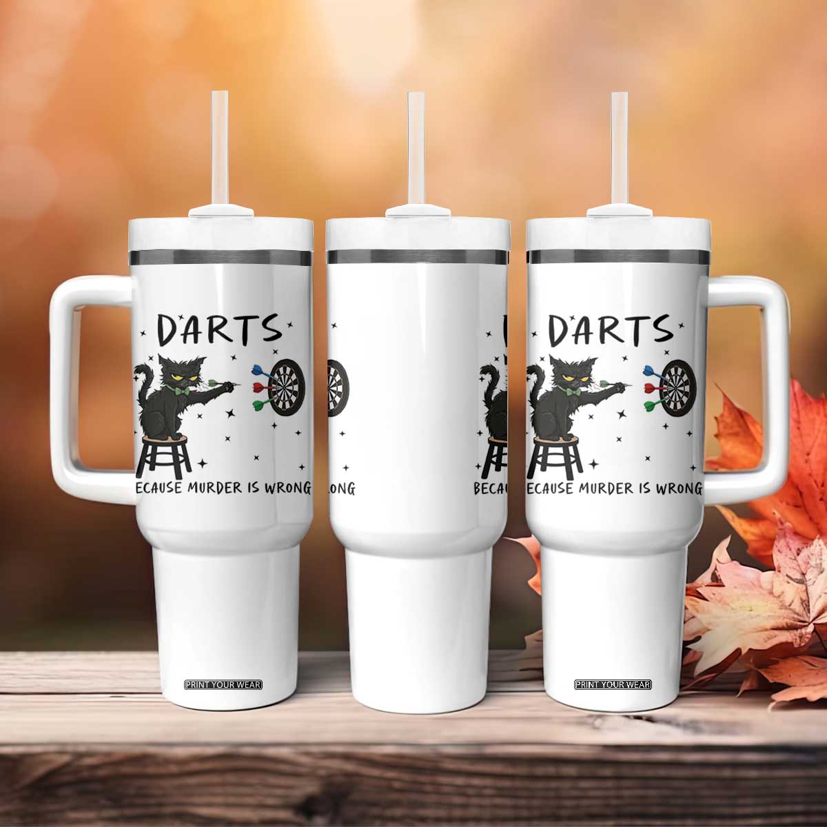 Funny Grumpy Cat Darts Tumbler With Handle Because Murder Is Wrong TS12 Print Your Wear