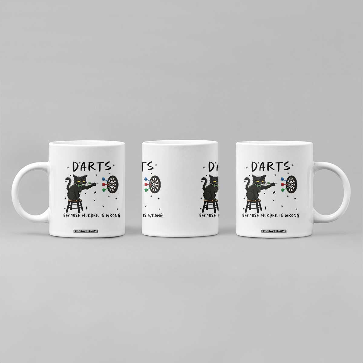 Funny Grumpy Cat Darts Coffee Mug Because Murder Is Wrong TS12 Print Your Wear