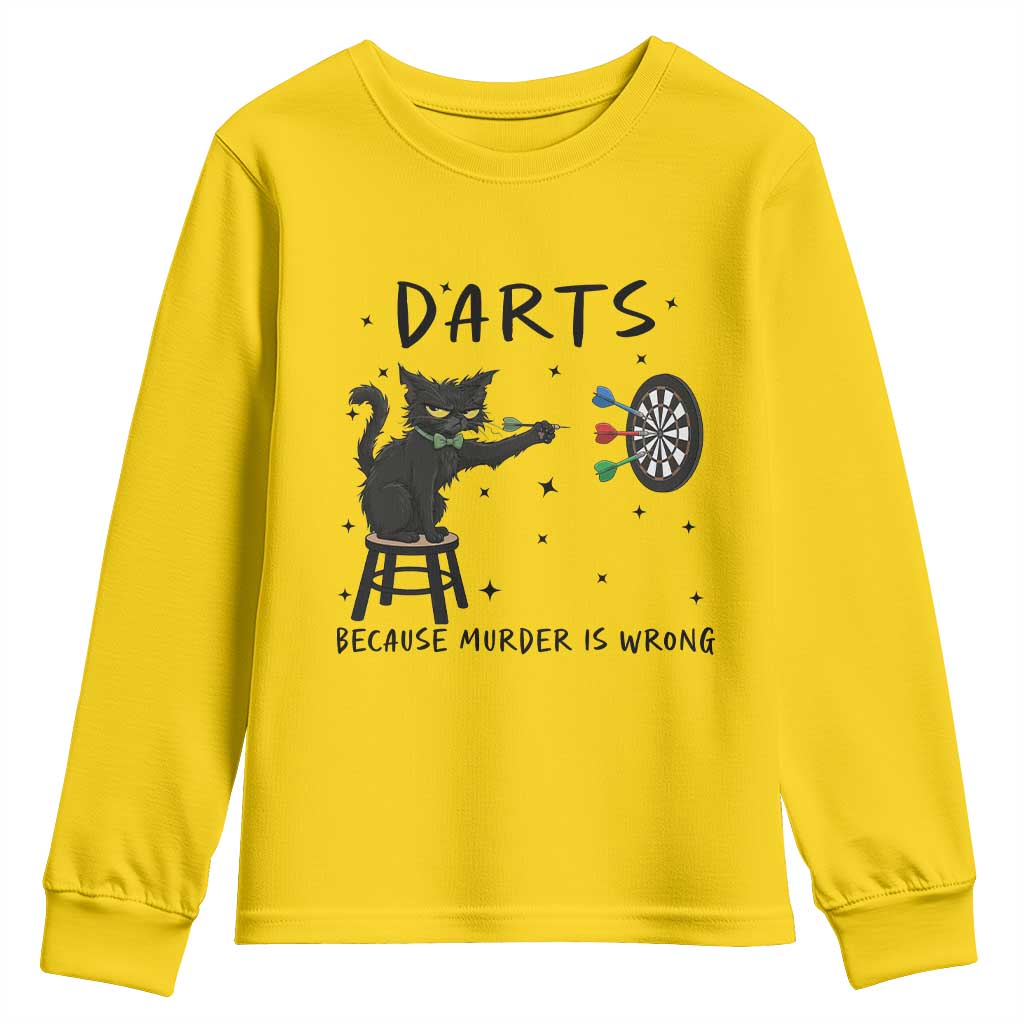 Funny Grumpy Cat Darts Youth Sweatshirt Because Murder Is Wrong TS12 Daisy Print Your Wear