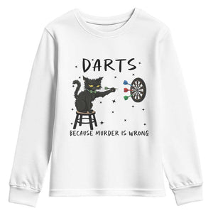 Funny Grumpy Cat Darts Youth Sweatshirt Because Murder Is Wrong TS12 White Print Your Wear