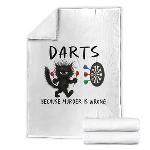 Funny Grumpy Cat Dart Player Throw Blanket Because Murder Is Wrong Pub Game Gift TS12 White Print Your Wear