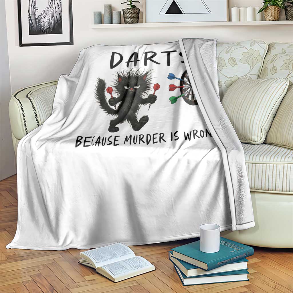 Funny Grumpy Cat Dart Player Throw Blanket Because Murder Is Wrong Pub Game Gift TS12 Print Your Wear
