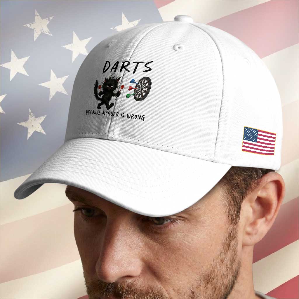 Funny Grumpy Cat Dart Player Baseball Cap Because Murder Is Wrong Pub Game Gift TS12 Print Your Wear
