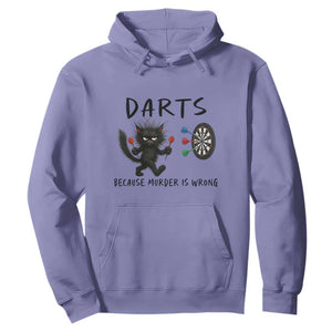 Funny Grumpy Cat Dart Player Hoodie Because Murder Is Wrong Pub Game Gift TS12 Violet Print Your Wear