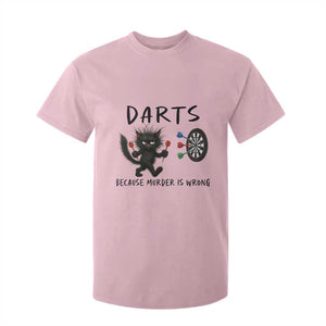 Funny Grumpy Cat Dart Player T Shirt For Kid Because Murder Is Wrong Pub Game Gift TS12 Light Pink Print Your Wear
