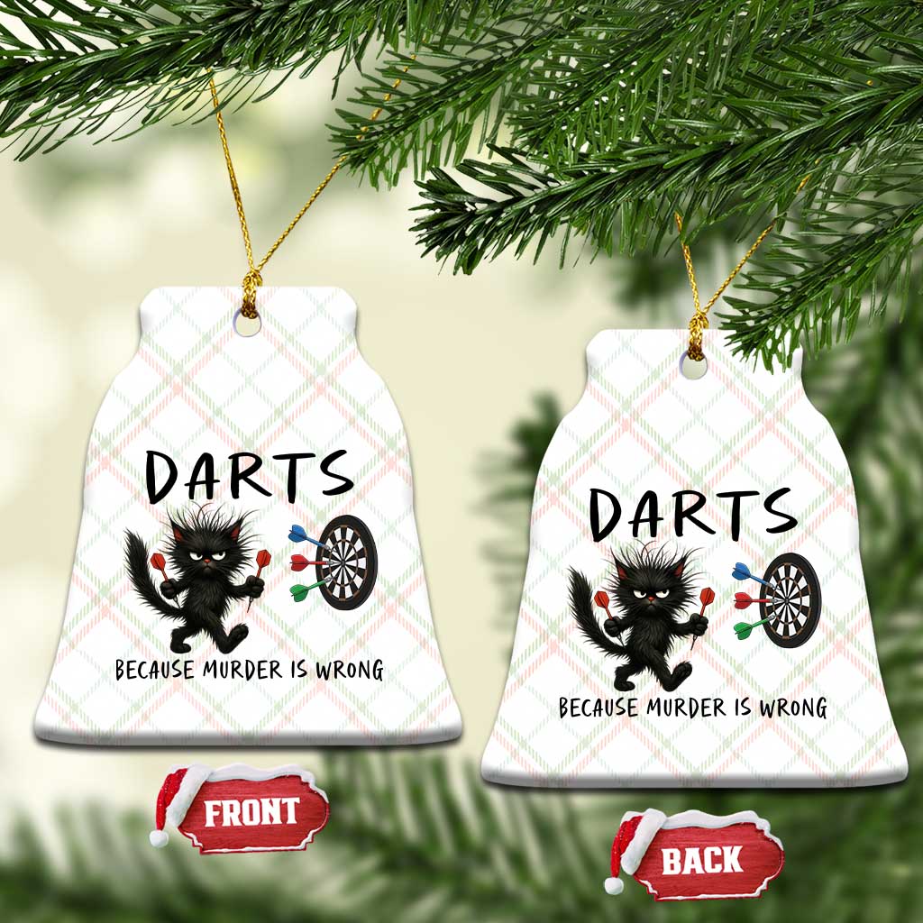 Funny Grumpy Cat Dart Player Ceramic Ornament Because Murder Is Wrong Pub Game Gift TS12 Print Your Wear