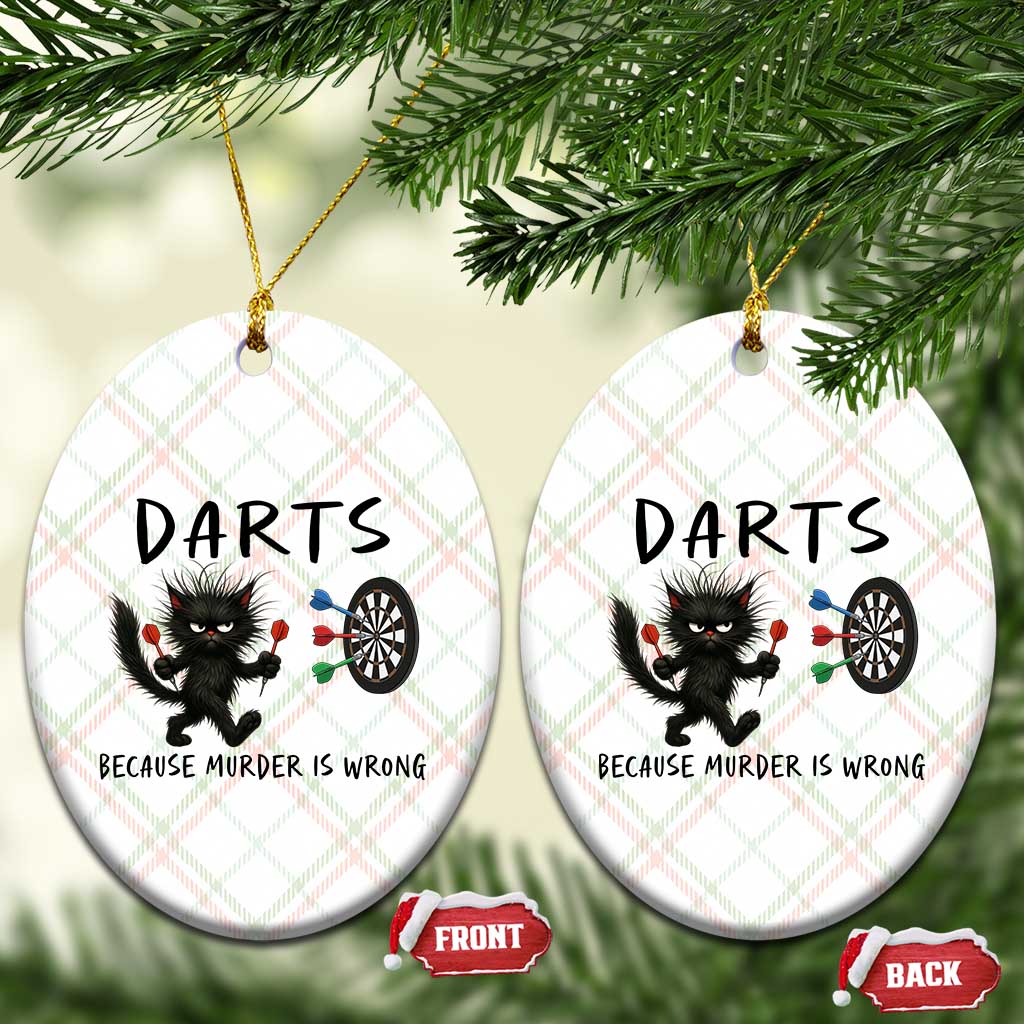 Funny Grumpy Cat Dart Player Ceramic Ornament Because Murder Is Wrong Pub Game Gift TS12 Print Your Wear