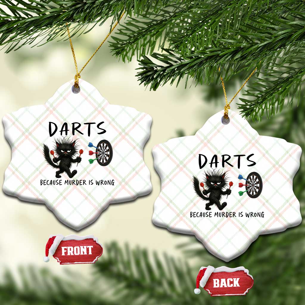 Funny Grumpy Cat Dart Player Ceramic Ornament Because Murder Is Wrong Pub Game Gift TS12 Print Your Wear