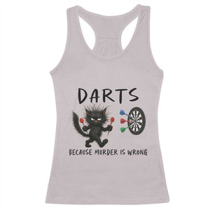 Funny Grumpy Cat Dart Player Racerback Tank Top Because Murder Is Wrong Pub Game Gift TS12 Ice Gray Print Your Wear