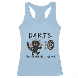 Funny Grumpy Cat Dart Player Racerback Tank Top Because Murder Is Wrong Pub Game Gift TS12 Light Blue Print Your Wear