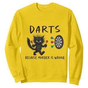 Funny Grumpy Cat Dart Player Sweatshirt Because Murder Is Wrong Pub Game Gift TS12 Daisy Print Your Wear