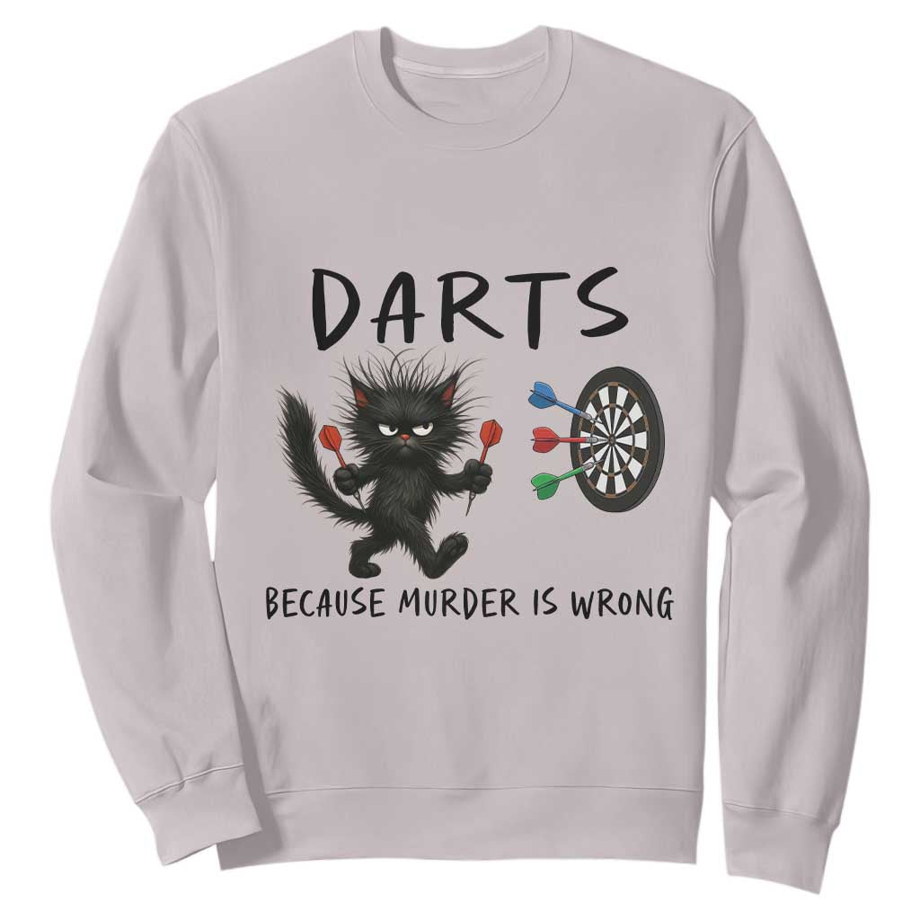 Funny Grumpy Cat Dart Player Sweatshirt Because Murder Is Wrong Pub Game Gift TS12 Ice Gray Print Your Wear