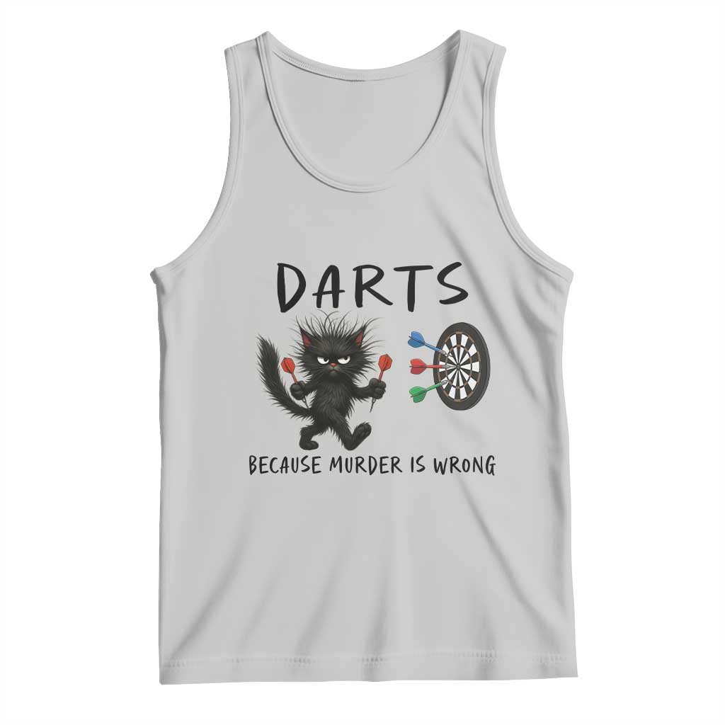 Funny Grumpy Cat Dart Player Tank Top Because Murder Is Wrong Pub Game Gift TS12 Ash Print Your Wear
