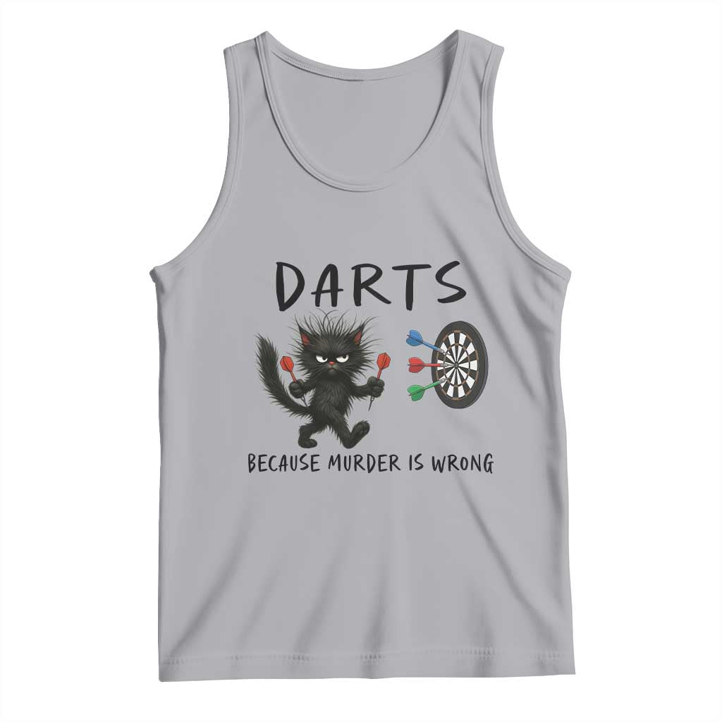 Funny Grumpy Cat Dart Player Tank Top Because Murder Is Wrong Pub Game Gift TS12 Athletic Heather Print Your Wear