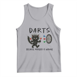 Funny Grumpy Cat Dart Player Tank Top Because Murder Is Wrong Pub Game Gift TS12 Athletic Heather Print Your Wear