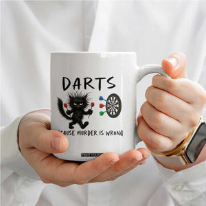 Funny Grumpy Cat Dart Player Coffee Mug Because Murder Is Wrong Pub Game Gift TS12 Print Your Wear