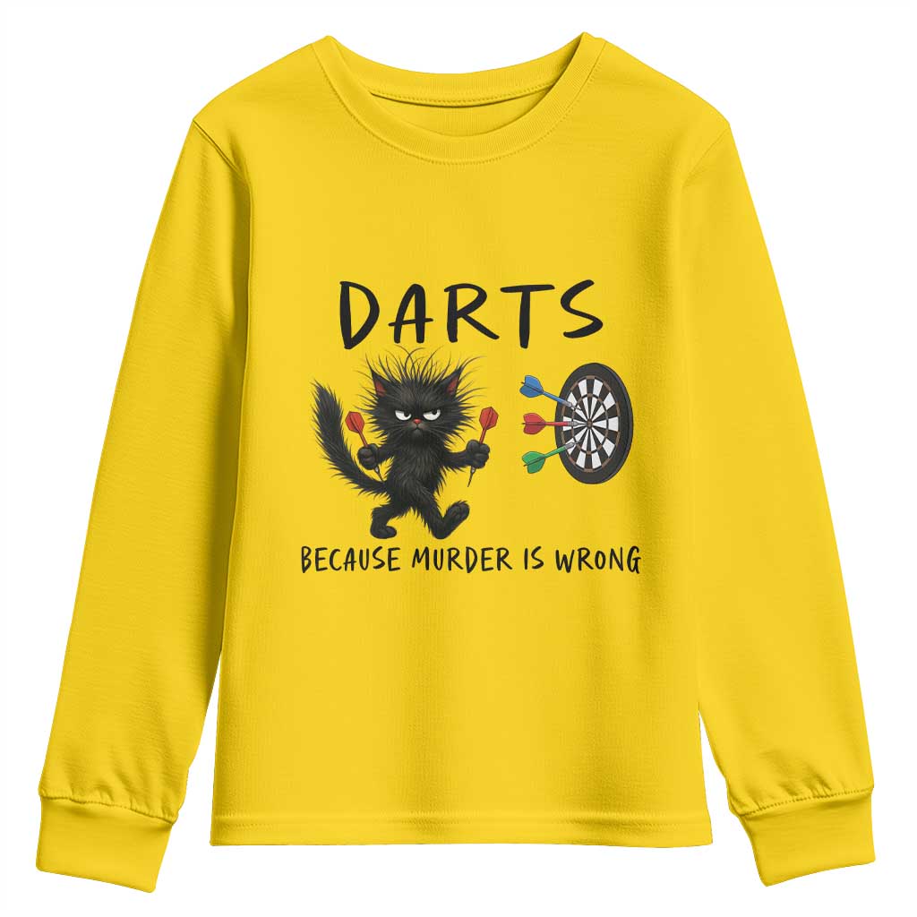 Funny Grumpy Cat Dart Player Youth Sweatshirt Because Murder Is Wrong Pub Game Gift TS12 Daisy Print Your Wear