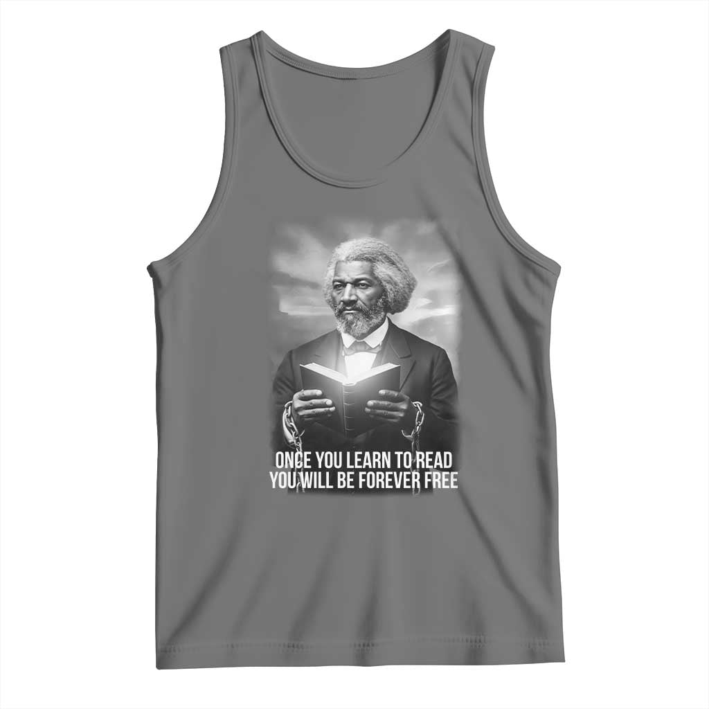 Frederick Douglass Tank Top Once You Learn To Read You Will Be Forever Free TS12 Black Heather Print Your Wear