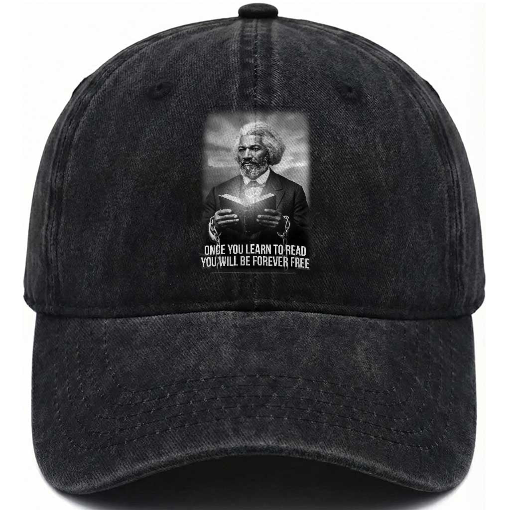 Frederick Douglass Washed Cotton Baseball Cap Once You Learn To Read You Will Be Forever Free TS12 Print Your Wear