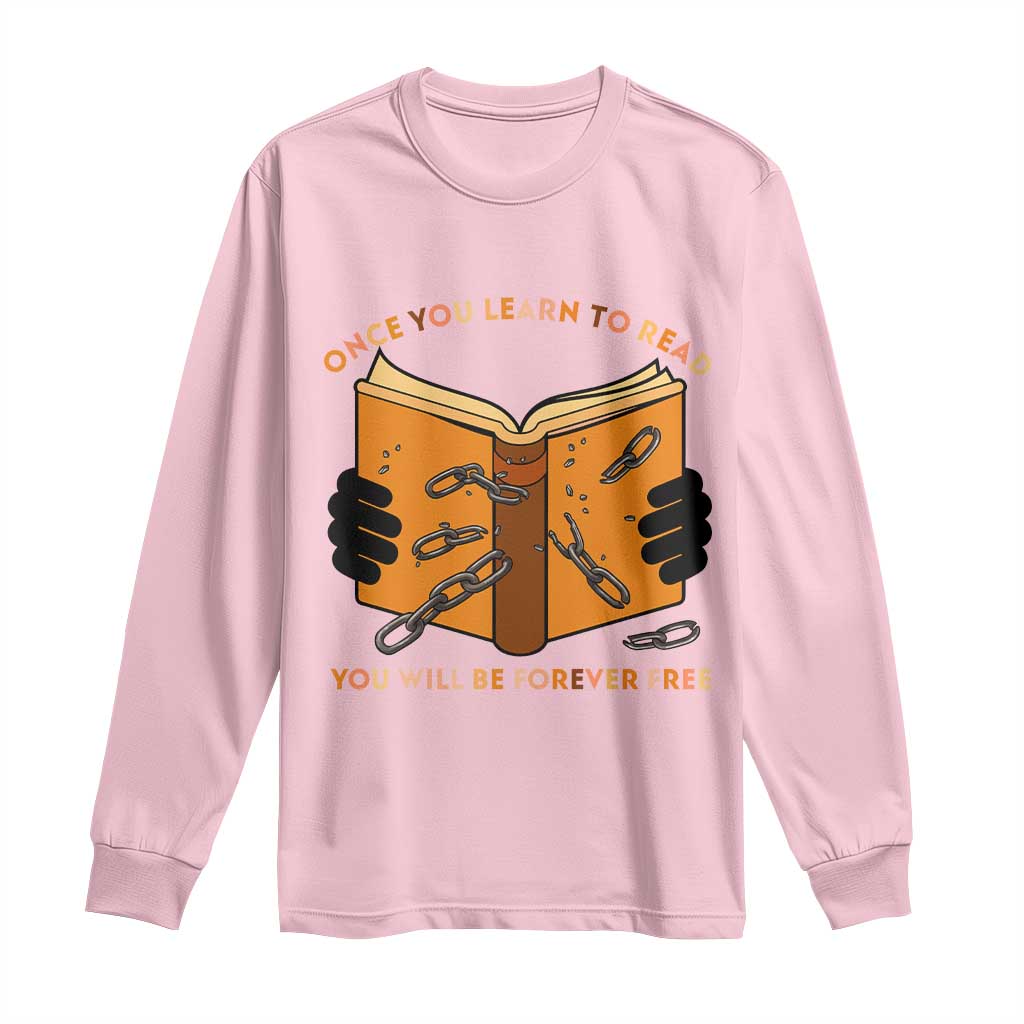 Breaking Every Chain Education Long Sleeve Shirt Frederick Douglass Quote TS12 Light Pink Print Your Wear