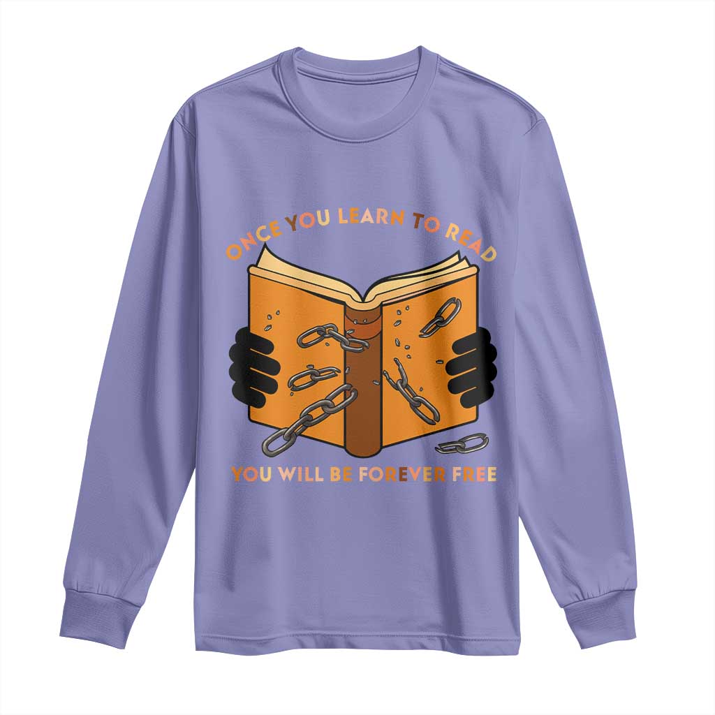 Breaking Every Chain Education Long Sleeve Shirt Frederick Douglass Quote TS12 Violet Print Your Wear