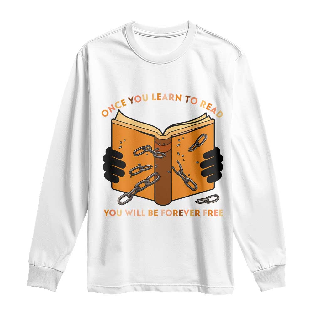 Breaking Every Chain Education Long Sleeve Shirt Frederick Douglass Quote TS12 White Print Your Wear