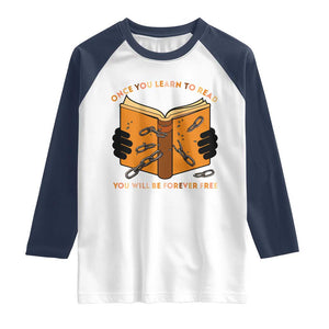 Breaking Every Chain Education Raglan Shirt Frederick Douglass Quote TS12 White Navy Print Your Wear