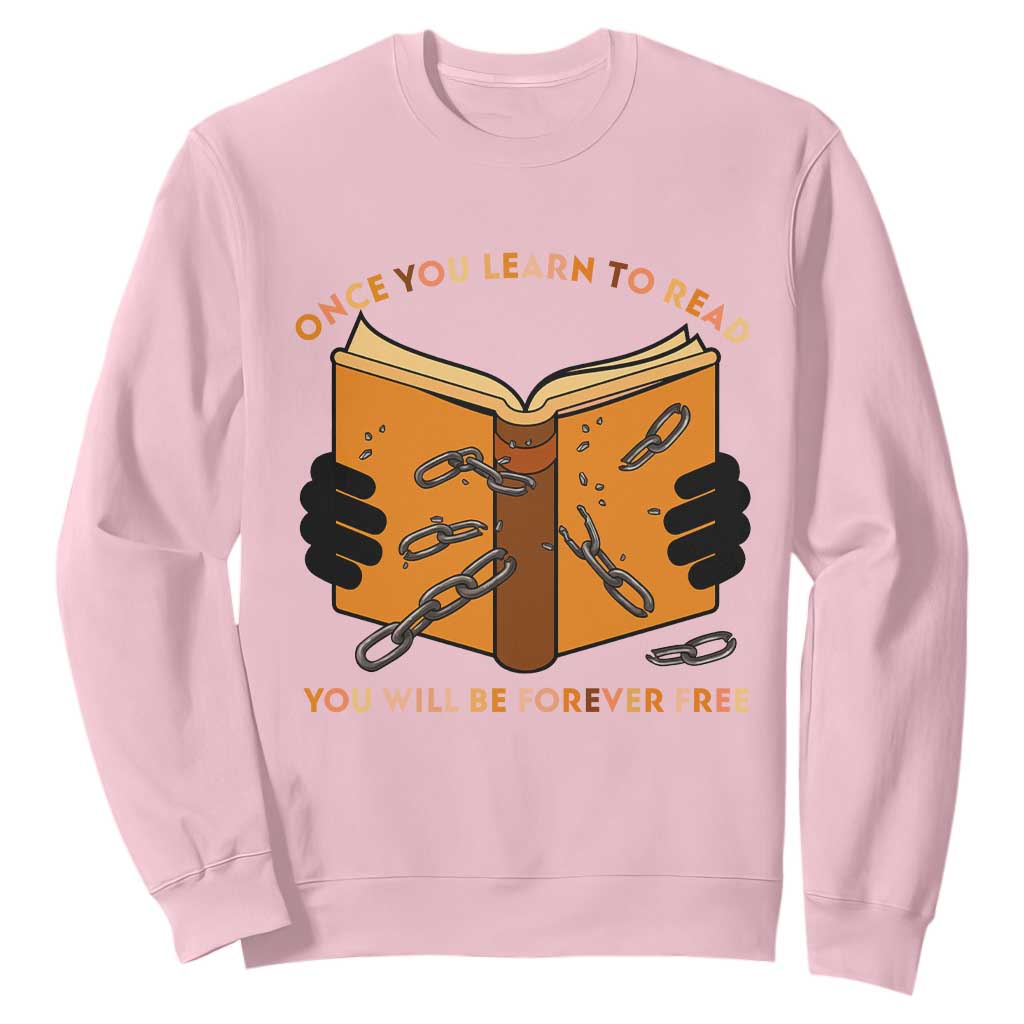 Breaking Every Chain Education Sweatshirt Frederick Douglass Quote TS12 Light Pink Print Your Wear