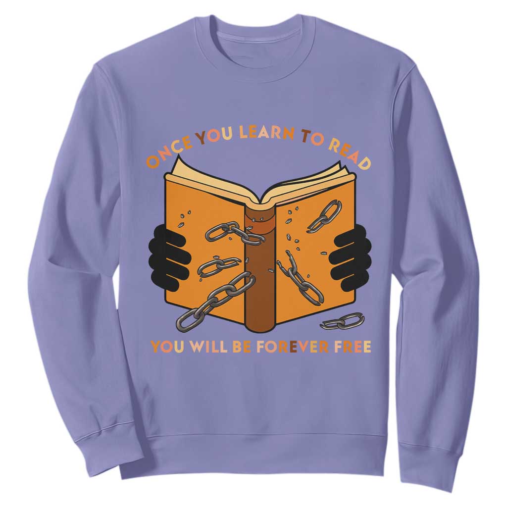 Breaking Every Chain Education Sweatshirt Frederick Douglass Quote TS12 Violet Print Your Wear