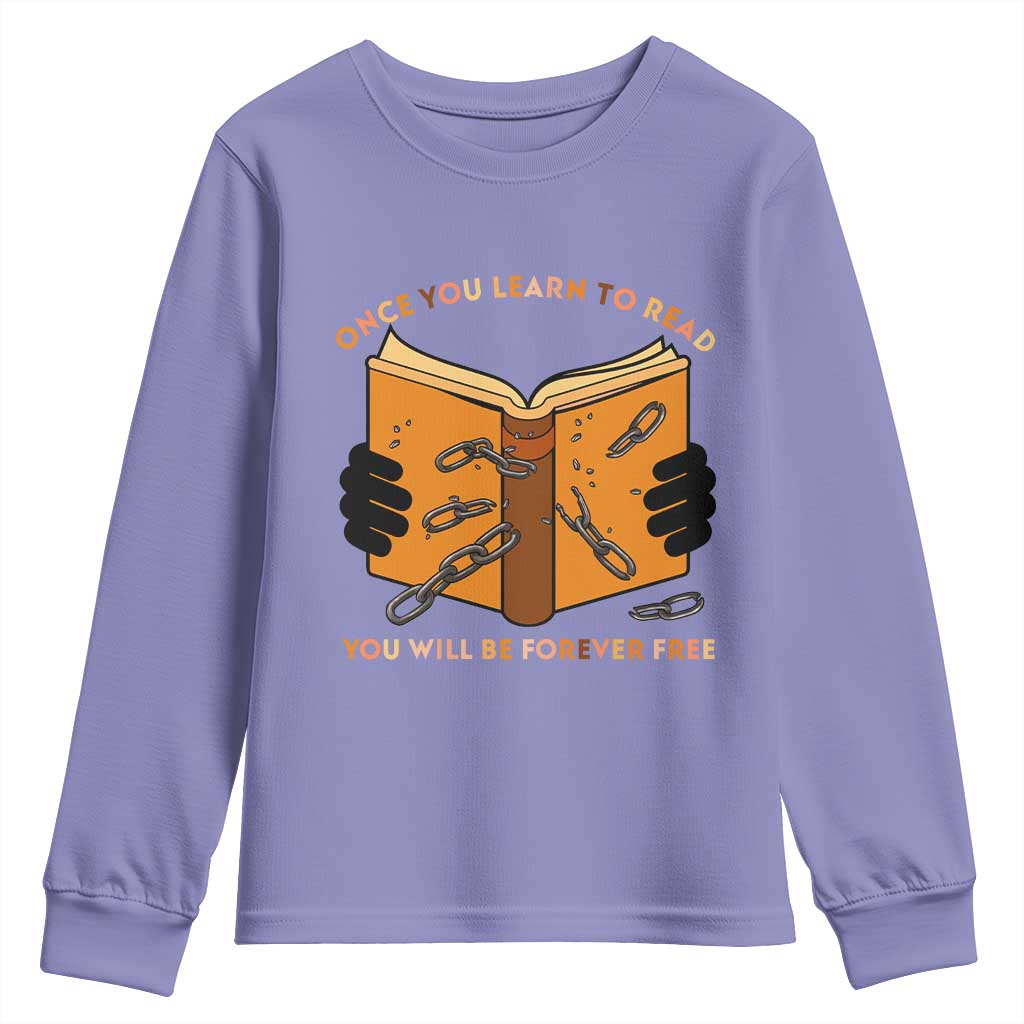 Breaking Every Chain Education Youth Sweatshirt Frederick Douglass Quote TS12 Violet Print Your Wear