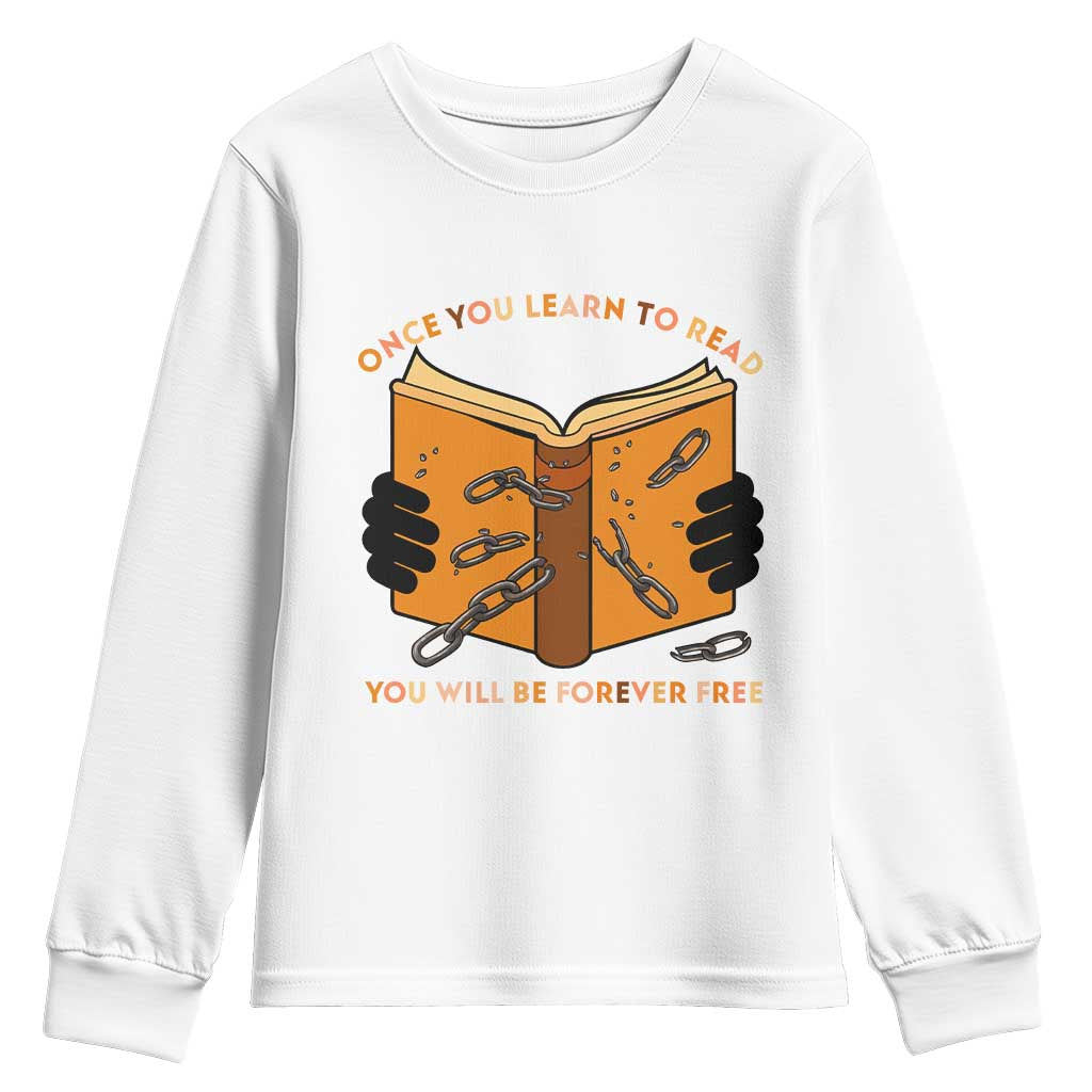 Breaking Every Chain Education Youth Sweatshirt Frederick Douglass Quote TS12 White Print Your Wear