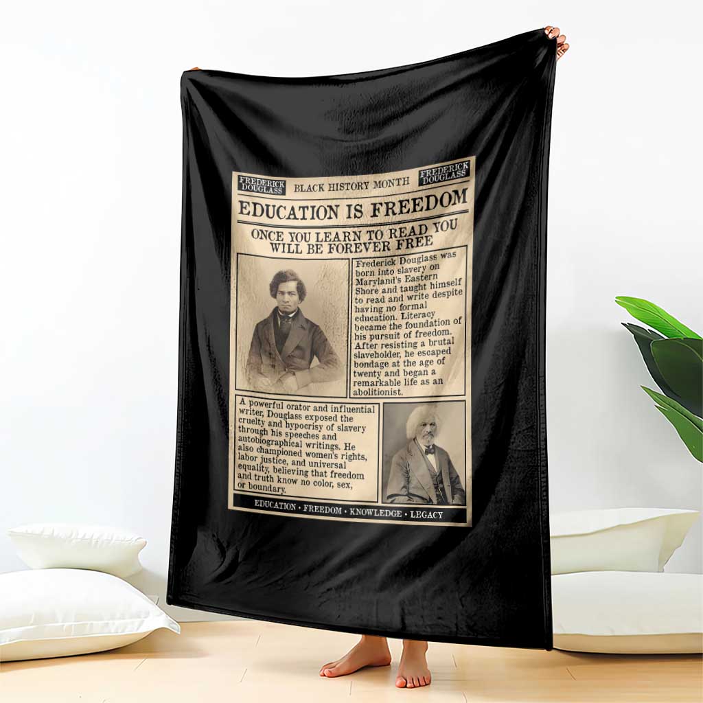 Education Is Freedom Newspaper Throw Blanket Frederick Douglass Black History Month Gift TS12 Print Your Wear