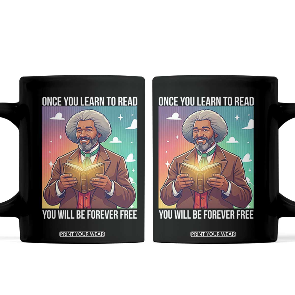Frederick Douglass Reading And Freedom Coffee Mug African American Heritage TS12 Black Print Your Wear