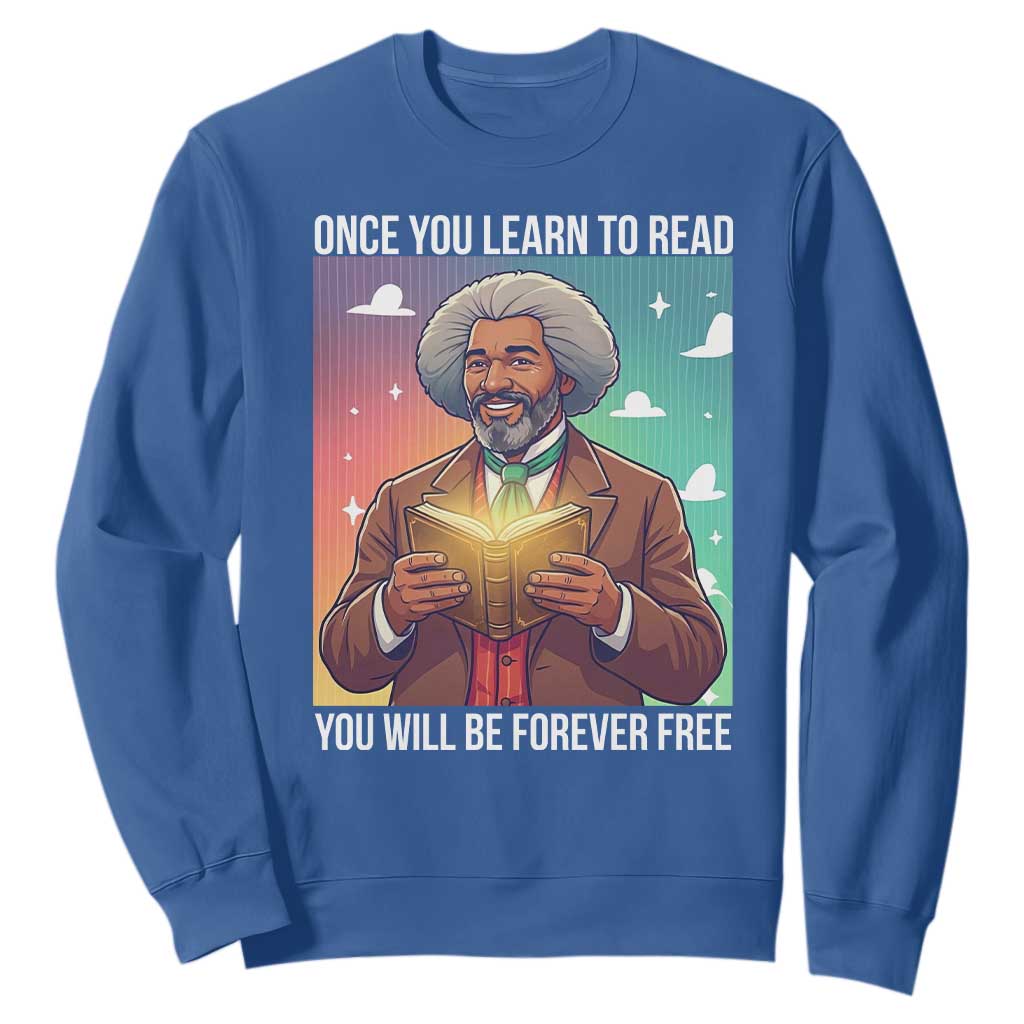 Frederick Douglass Reading And Freedom Sweatshirt African American Heritage TS12 Royal Blue Print Your Wear