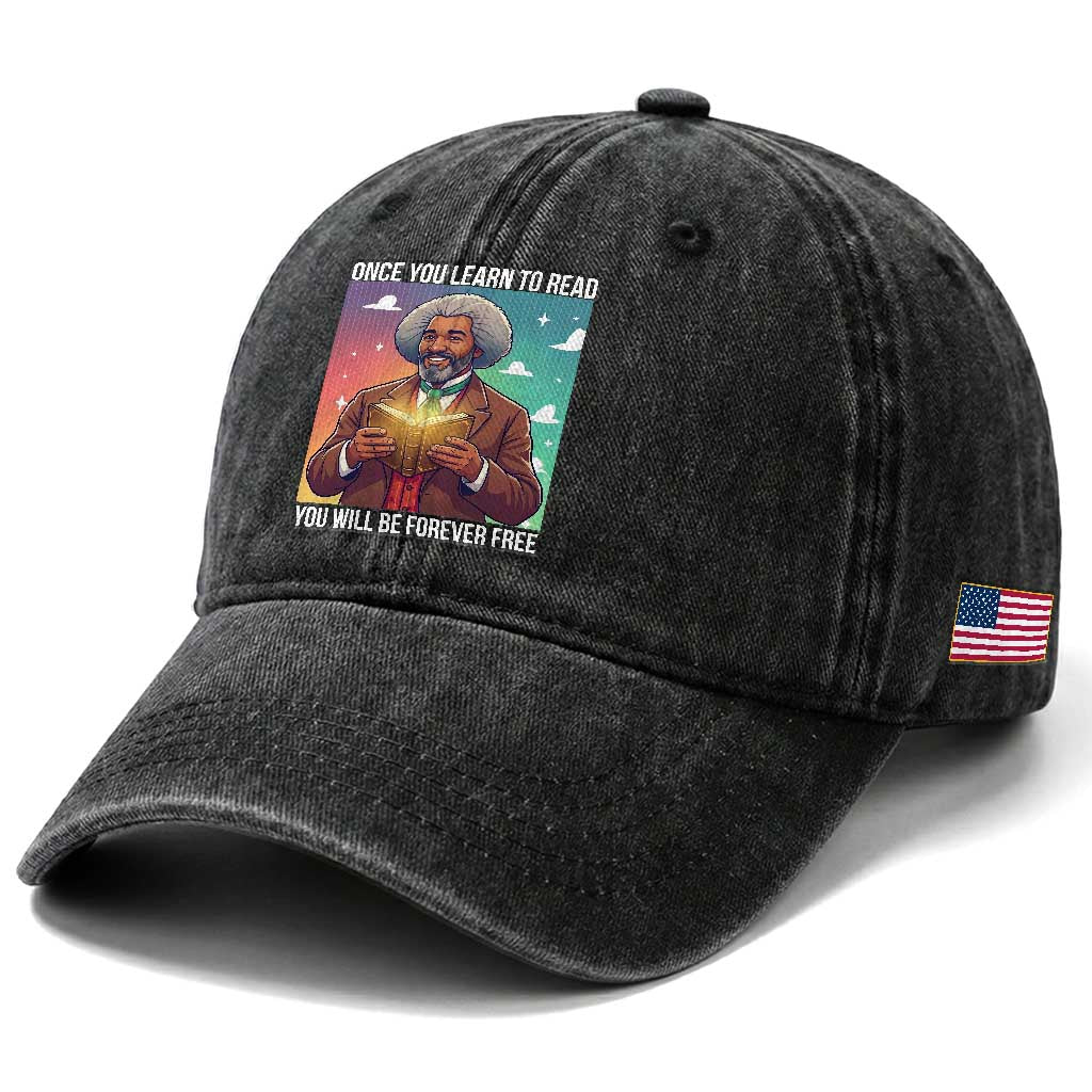 Frederick Douglass Reading And Freedom Washed Cotton Baseball Cap African American Heritage TS12 Print Your Wear