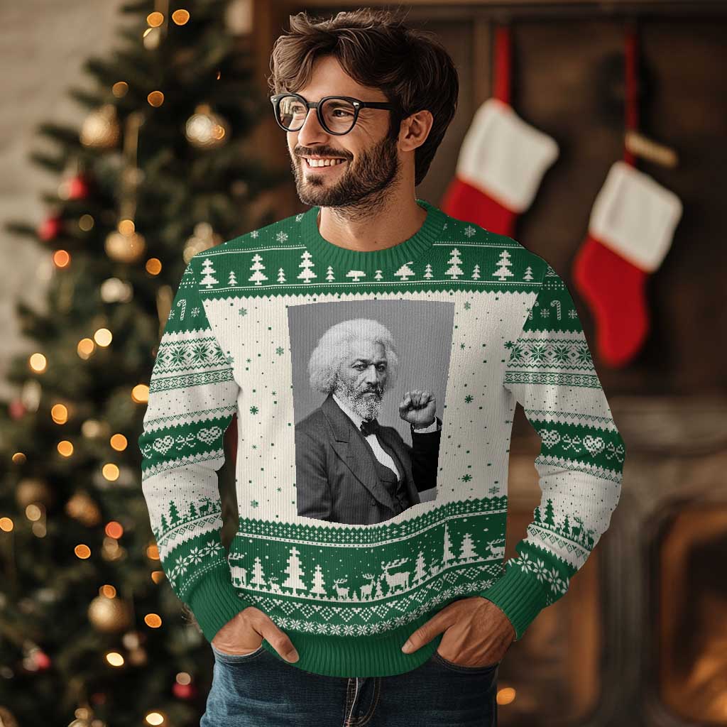 Strong Black History Leader Ugly Christmas Sweater Frederick Douglass Empowerment TS12 Beige Green Print Your Wear