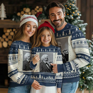 Strong Black History Leader Ugly Christmas Sweater Frederick Douglass Empowerment TS12 Beige Navy Print Your Wear
