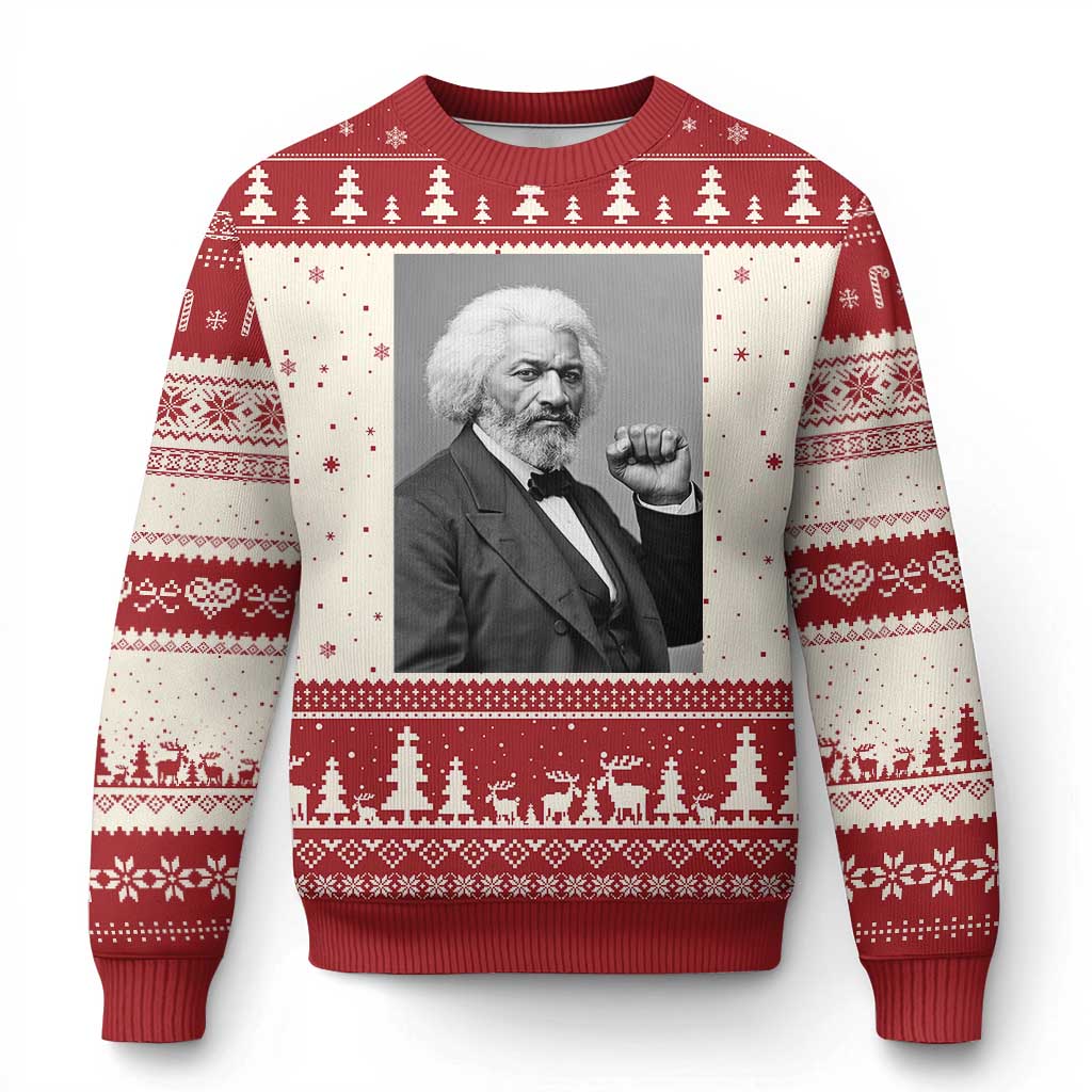 Strong Black History Leader Ugly Christmas Sweater Frederick Douglass Empowerment TS12 Beige Red Print Your Wear
